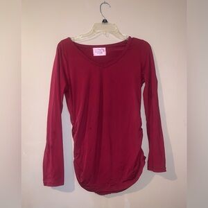 Red Long Sleeved Maternity Shirt